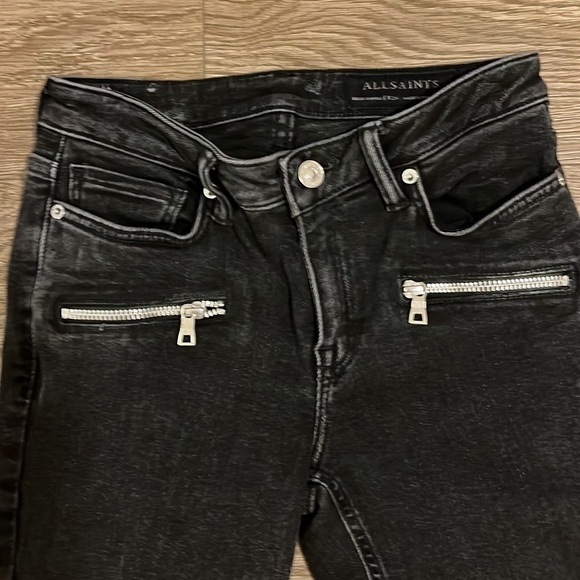 All Saints brand new never worn. faded black biker cropped skinny jeans - Picture 3 of 4